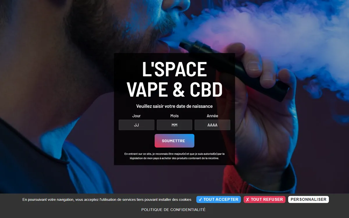Capture d'écran du site L'Space Vape & CBD