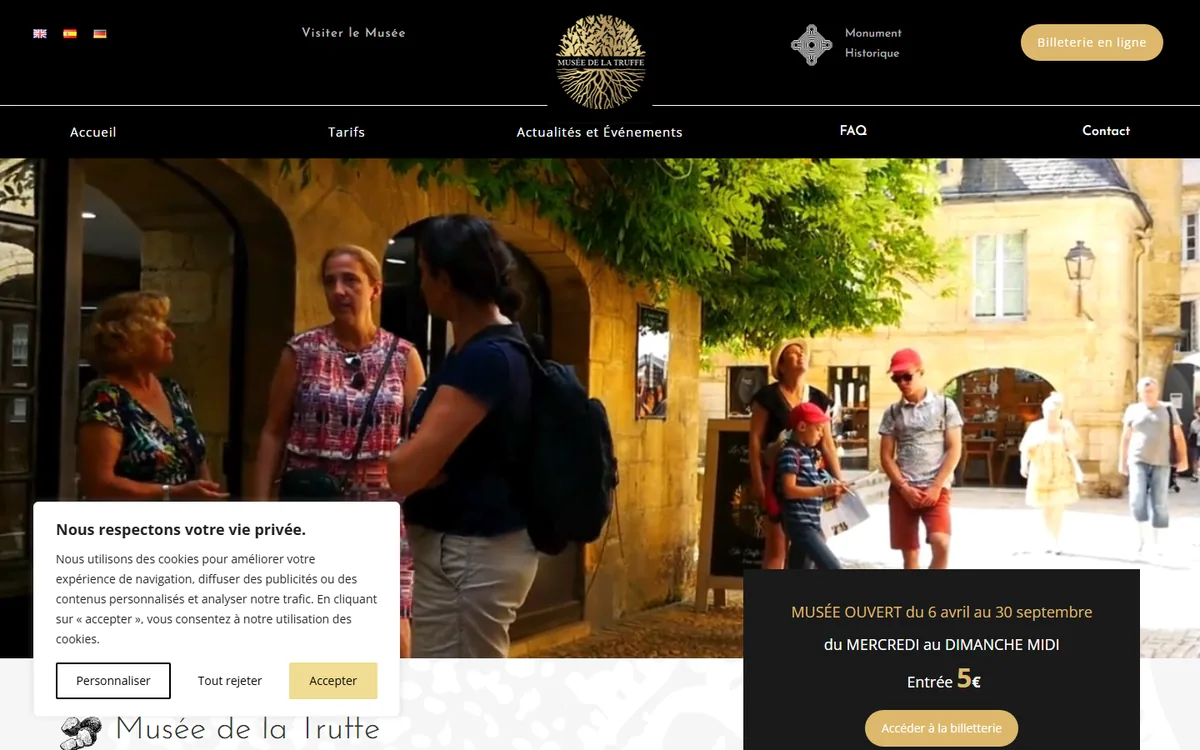 Capture d'écran du site Boutique du Musée de la Truffe