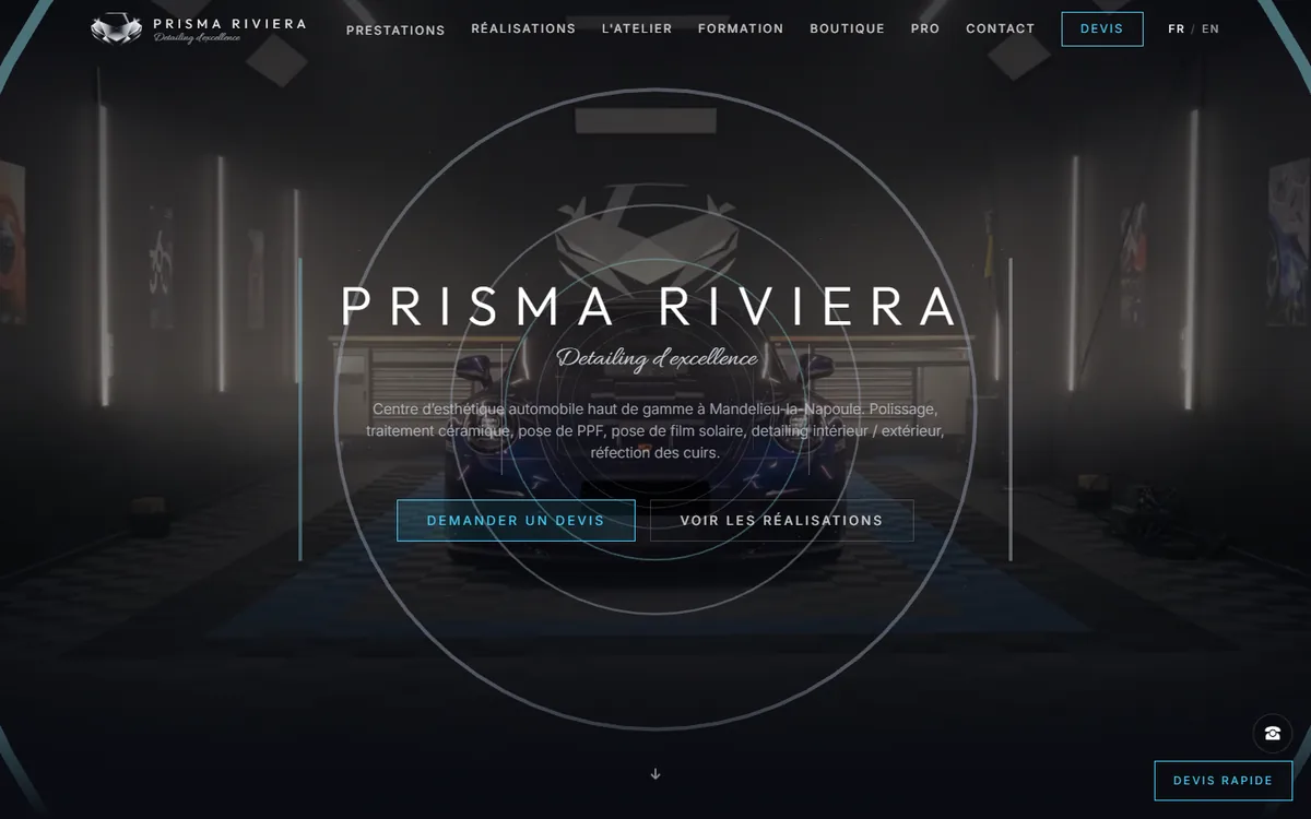 Capture d'écran du site Prisma Riviera
