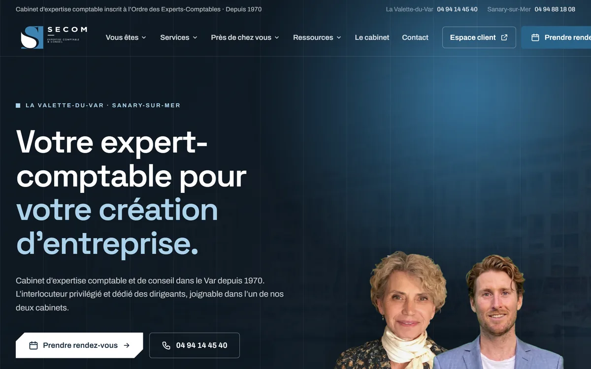 Capture desktop du site SECOM
