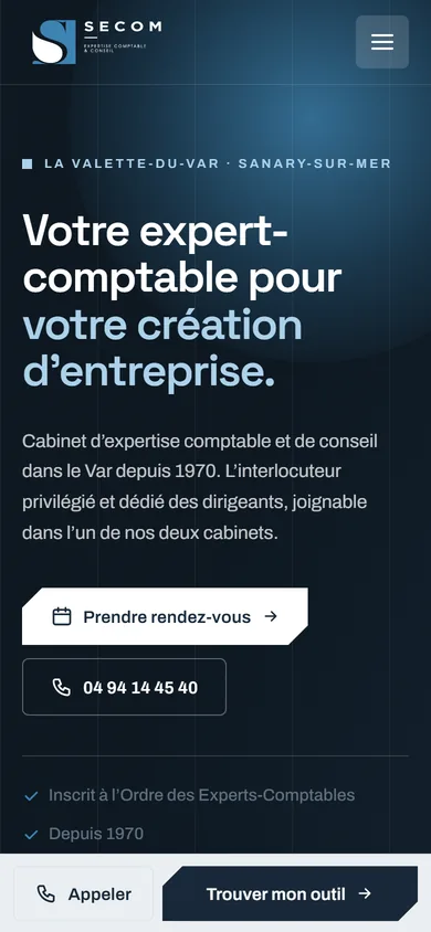 Capture mobile du site SECOM
